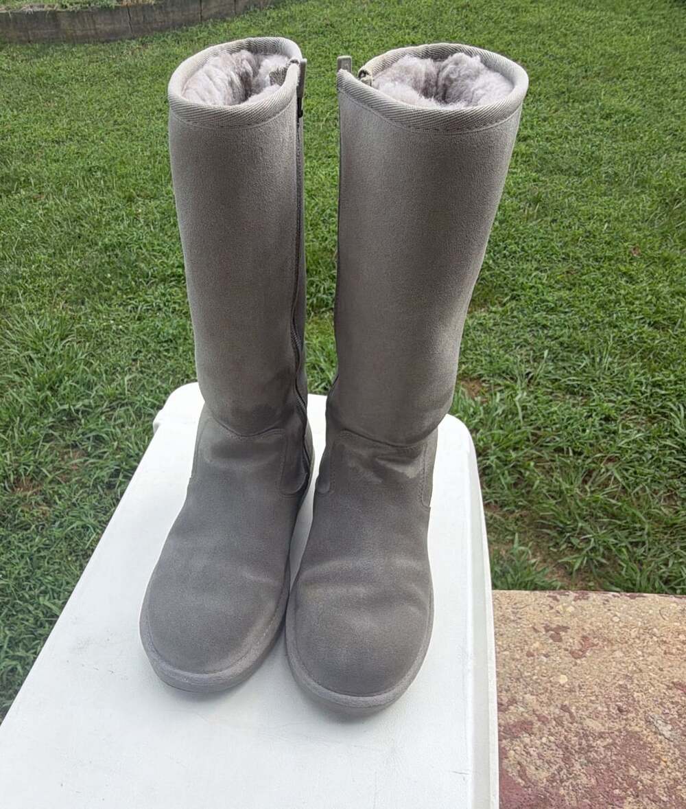 UGG Women's Kenly Gray Suede Side Zip Tall Boots
